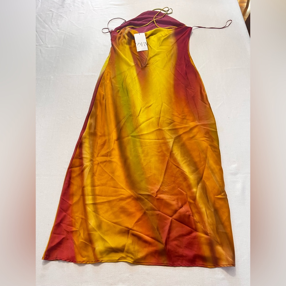 ZARA Tie Dye Backless Midi Dress NWT L - Picture 13 of 16